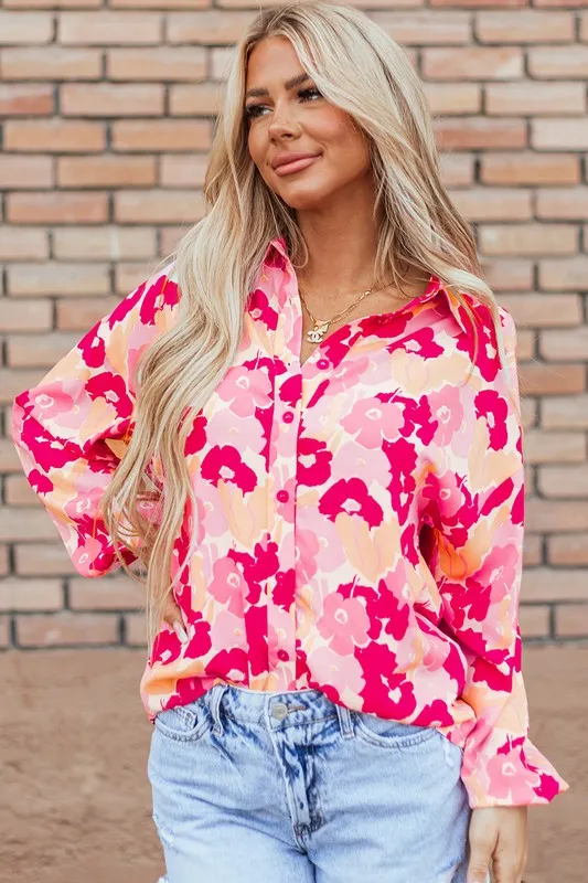 Women Floral Print Puff Sleeve Buttoned Shirt sold by Charming Charlie product image thumbnail 4