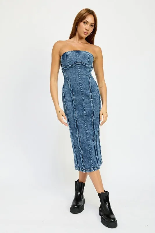 TUBE FRAYED SEAM MIDI DRESS sold by Charming Charlie product image thumbnail 5