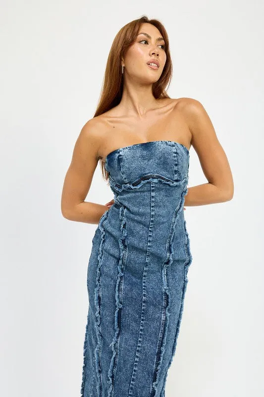 TUBE FRAYED SEAM MIDI DRESS sold by Charming Charlie product image thumbnail 3