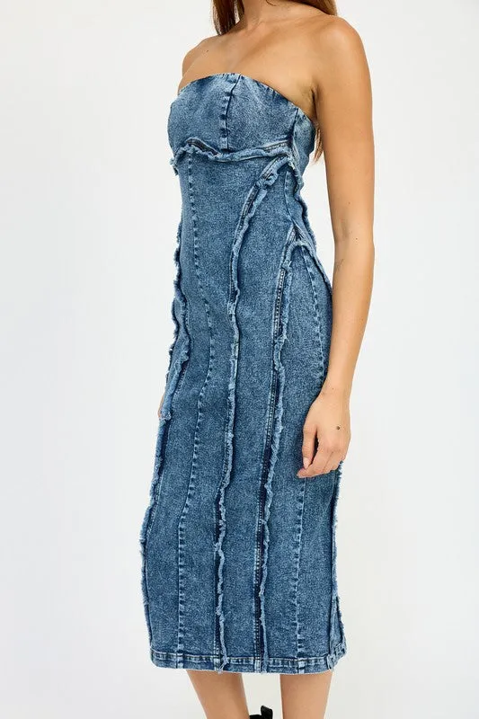 TUBE FRAYED SEAM MIDI DRESS sold by Charming Charlie product image thumbnail 2