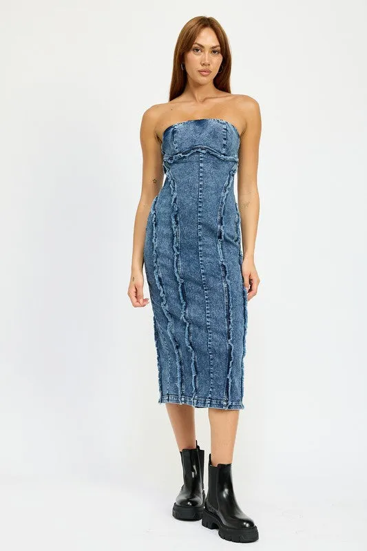 TUBE FRAYED SEAM MIDI DRESS sold by Charming Charlie product image thumbnail 4
