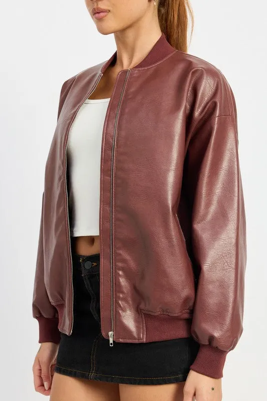 VINTAGE LEATHER BOMBER JACKET sold by Charming Charlie product image thumbnail 2