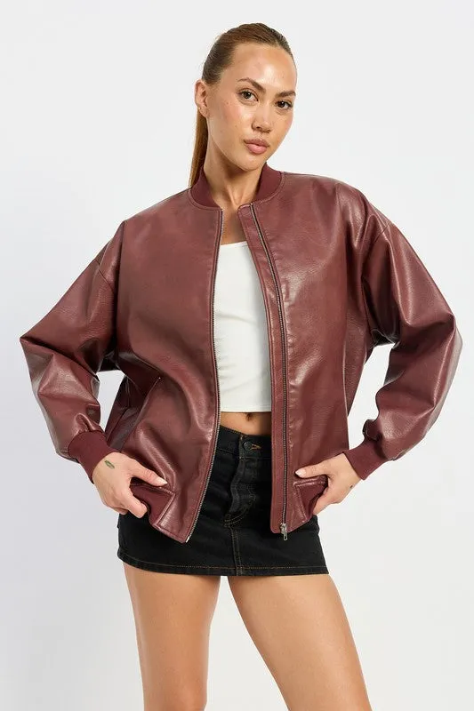 VINTAGE LEATHER BOMBER JACKET sold by Charming Charlie