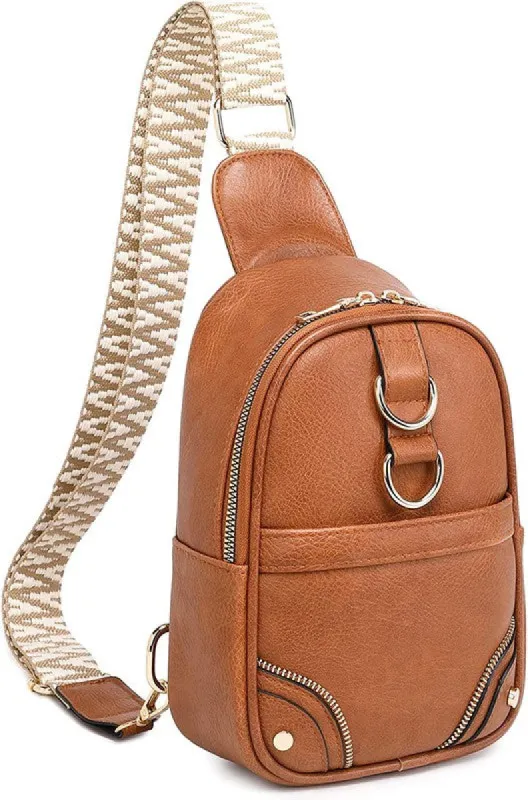 Gold Ring Zipper Sling Fanny Travel Crossbody Bag sold by Charming Charlie