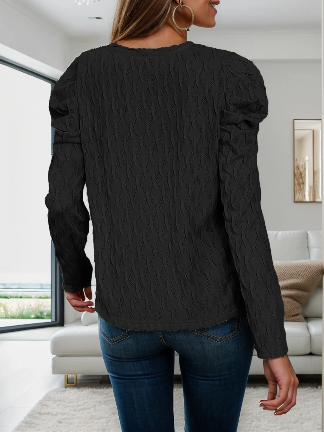 V-Neck Puff Sleeve Top sold by Charming Charlie product image thumbnail 5