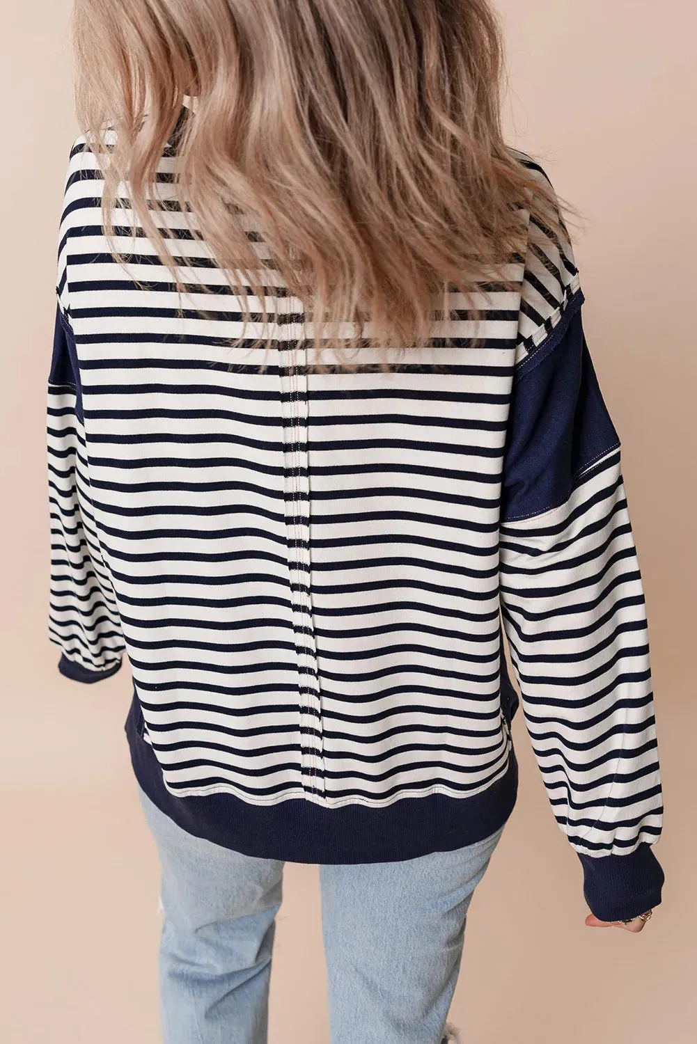 Striped Round Neck Long Sleeve Sweatshirt sold by Charming Charlie product image thumbnail 2