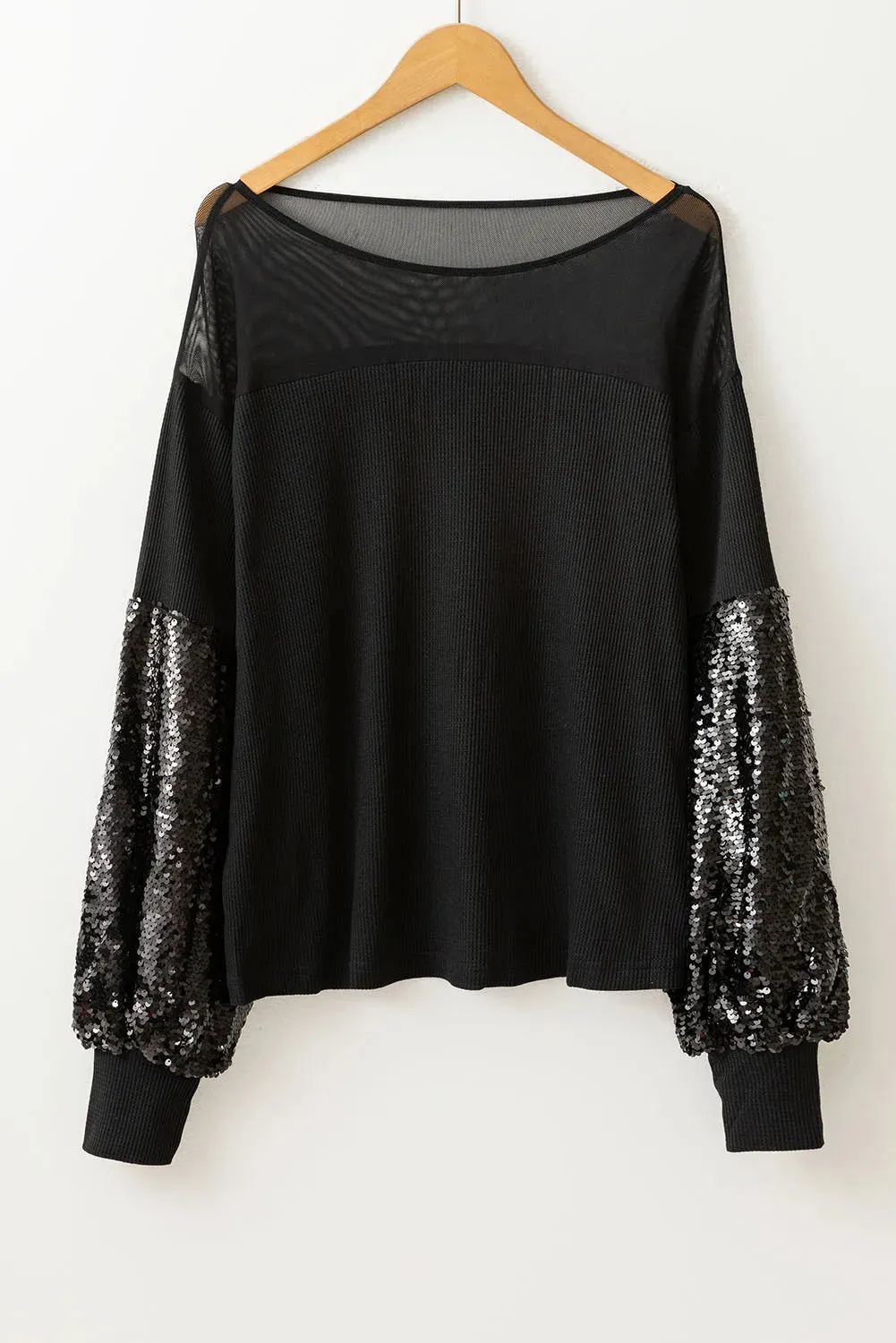 Sequin Boat Neck Long Sleeve Blouse sold by Charming Charlie product image thumbnail 3