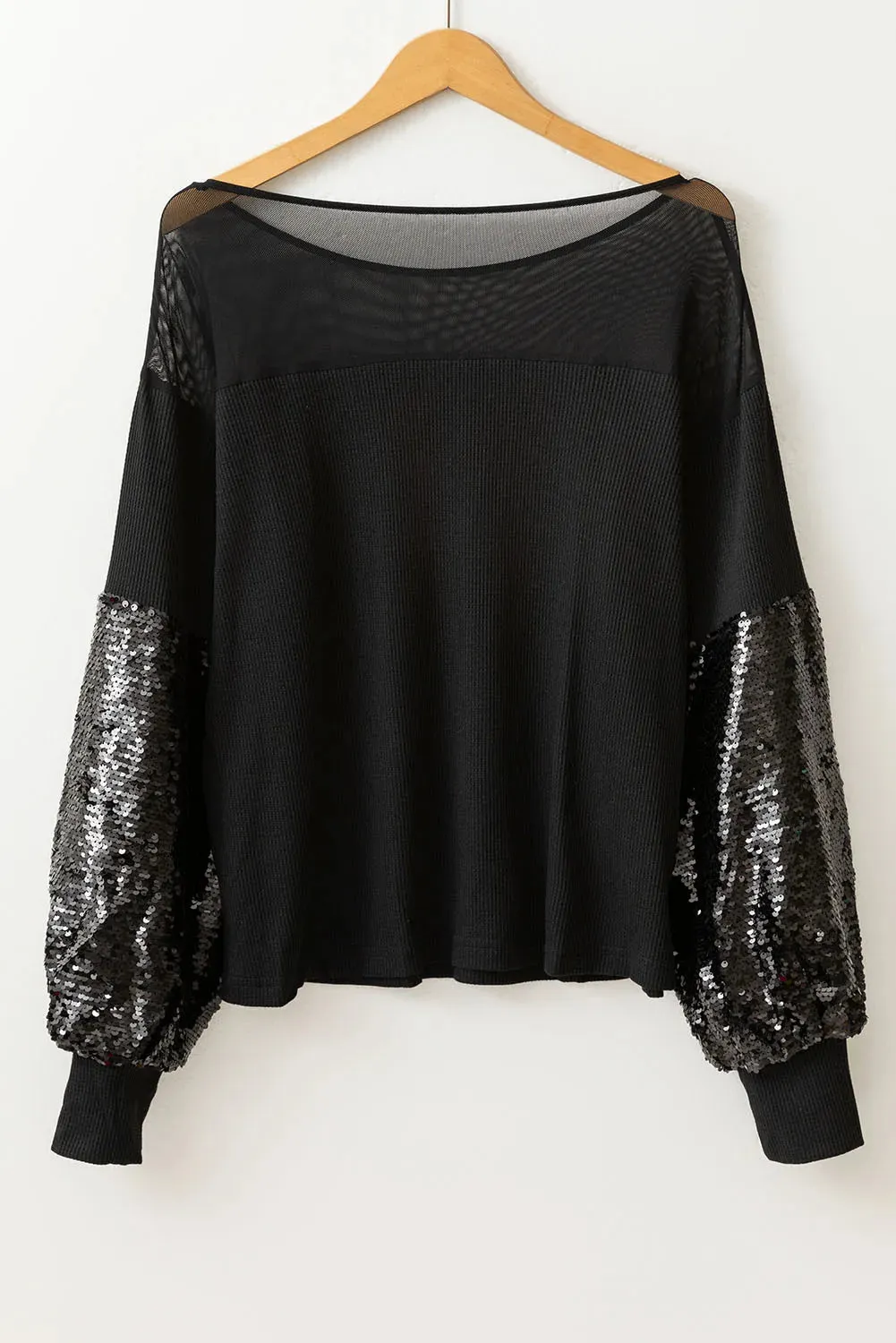 Sequin Boat Neck Long Sleeve Blouse sold by Charming Charlie product image thumbnail 4