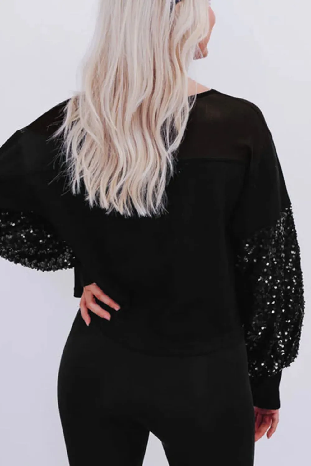 Sequin Boat Neck Long Sleeve Blouse sold by Charming Charlie product image thumbnail 2
