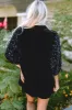 Sequin Collared Neck Three-Quarter Sleeve Oversize Shirt sold by Charming Charlie