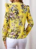 Ruffled Printed V-Neck Long Sleeve Blouse sold by Charming Charlie