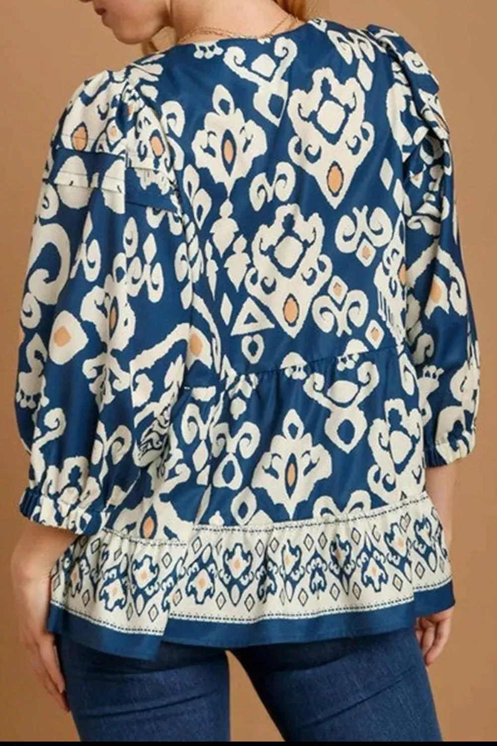 Printed V-Neck Three-Quarter Sleeve Blouse sold by Charming Charlie product image thumbnail 2