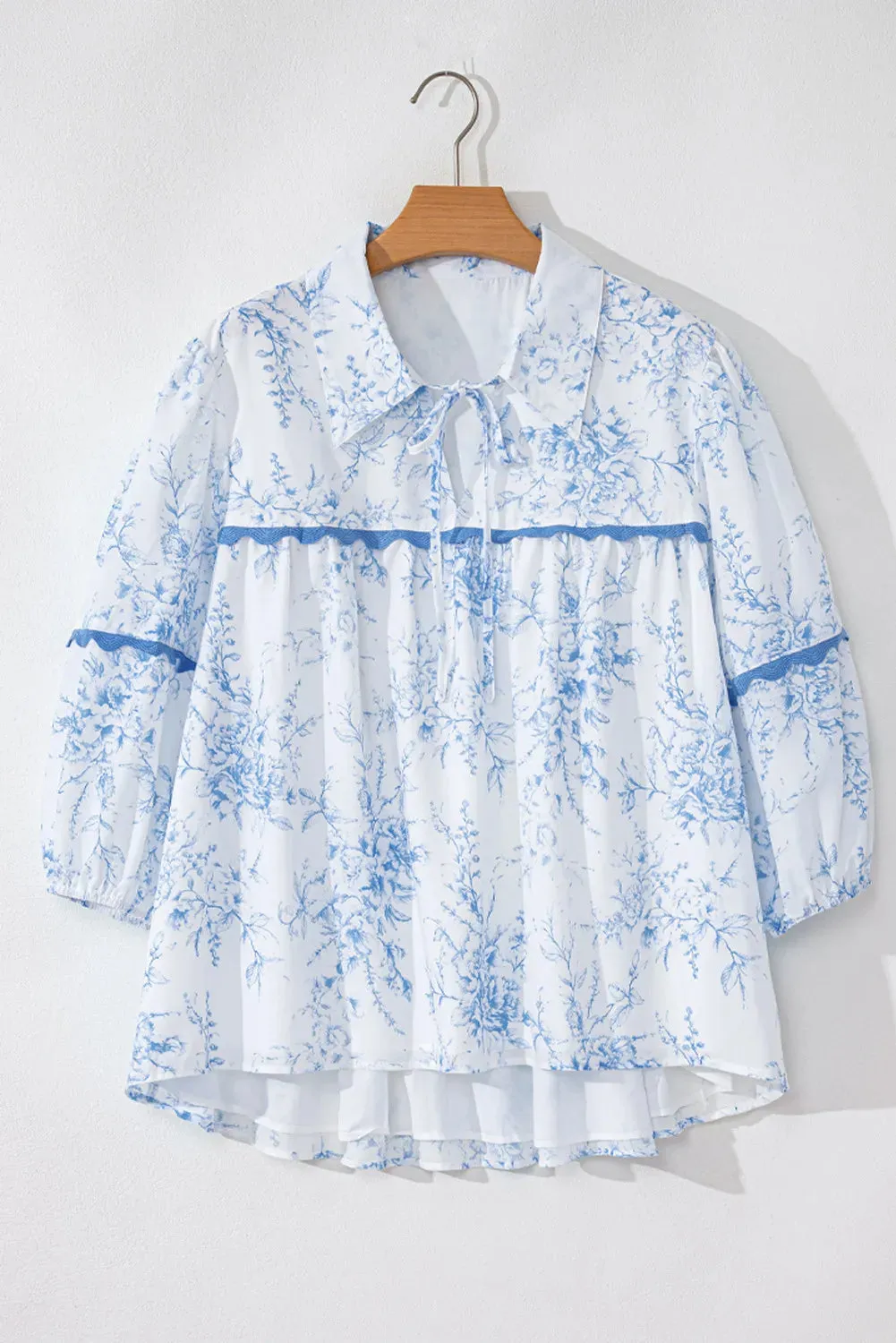 Printed Tie Neck Three-Quarter Sleeve Blouse sold by Charming Charlie product image thumbnail 3