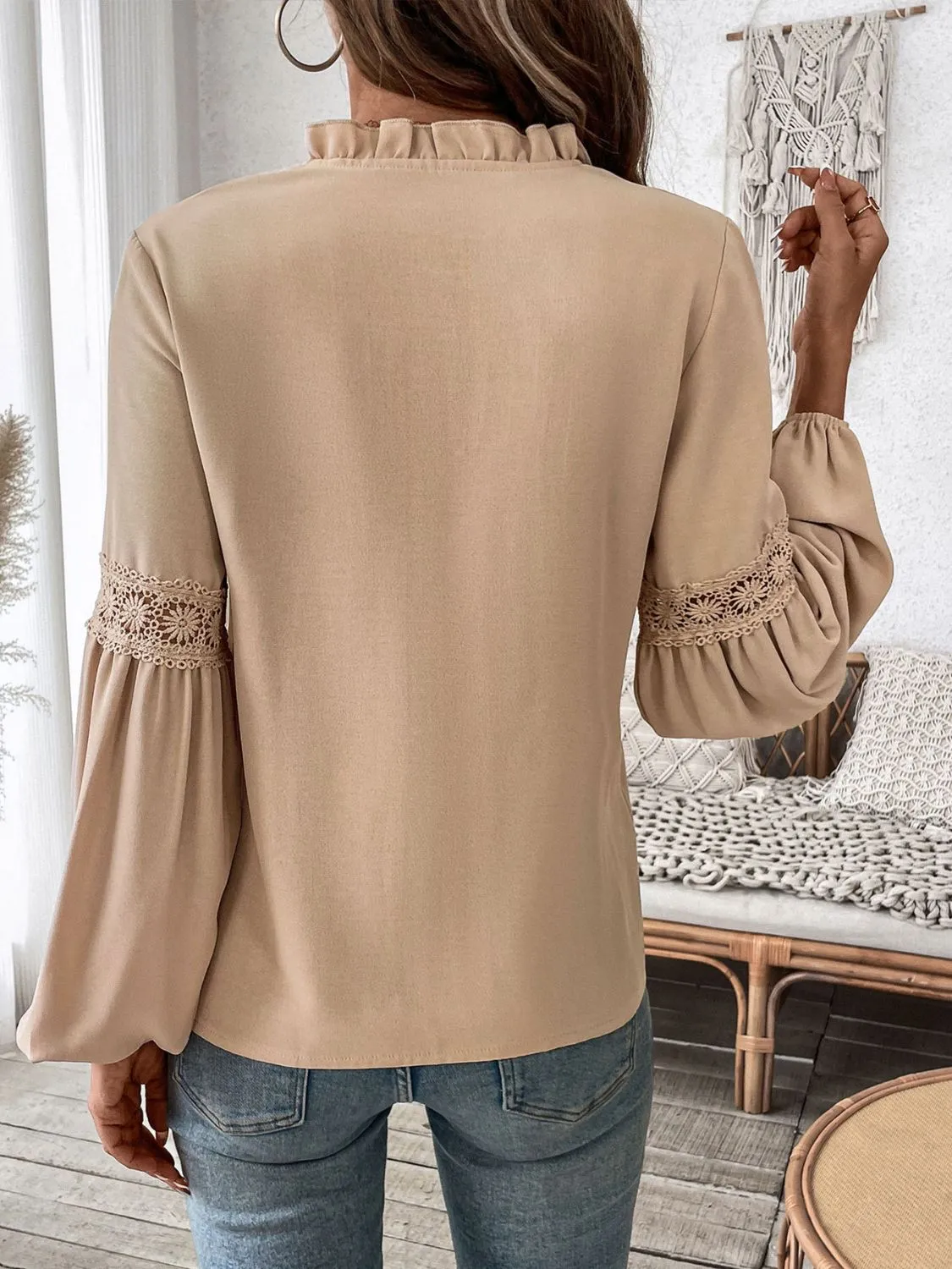Perfee Frill Tie Neck Long Sleeve Blouse sold by Charming Charlie product image thumbnail 2