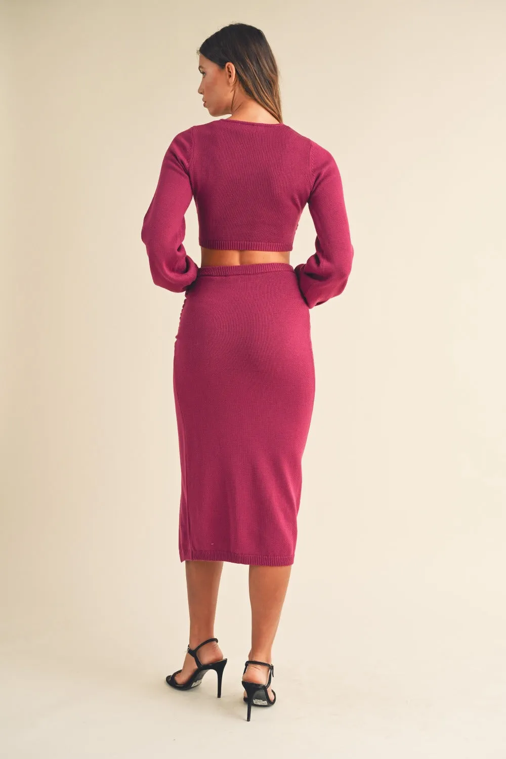 MABLE Front Twisted Knit Top and Midi Skirt Set sold by Charming Charlie product image thumbnail 3