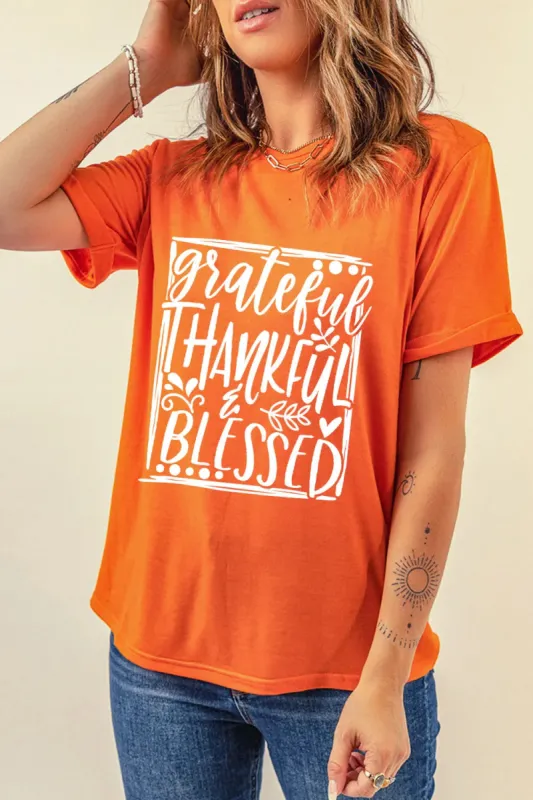 Letter Graphic Round Neck Short Sleeve T-Shirt sold by Charming Charlie
