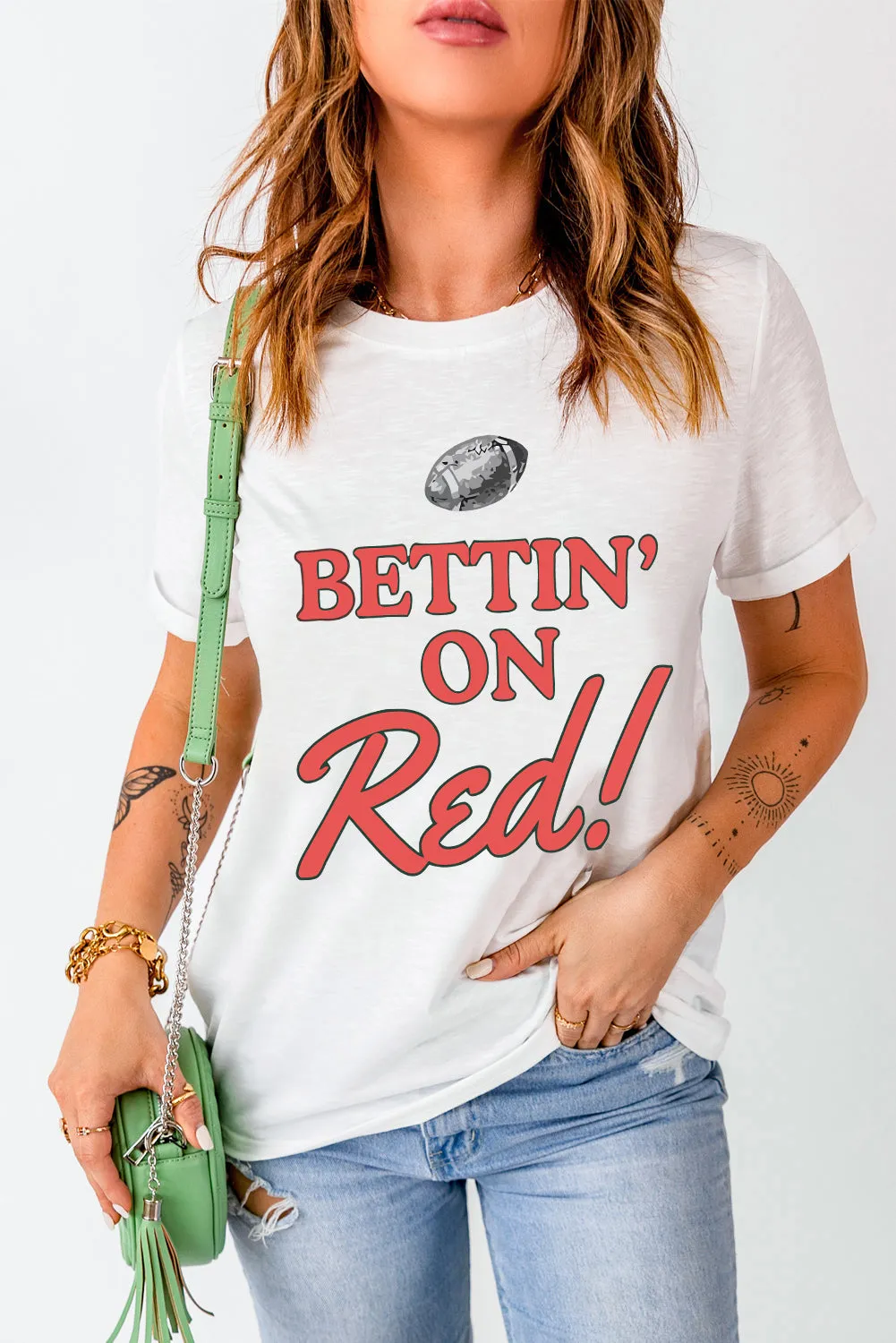 Letter Graphic Round Neck Short Sleeve T-Shirt sold by Charming Charlie product image thumbnail 5