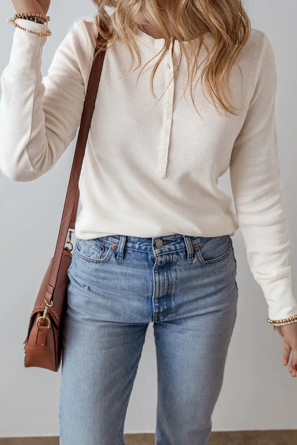 Half Button Long Sleeve Top sold by Charming Charlie product image thumbnail 4