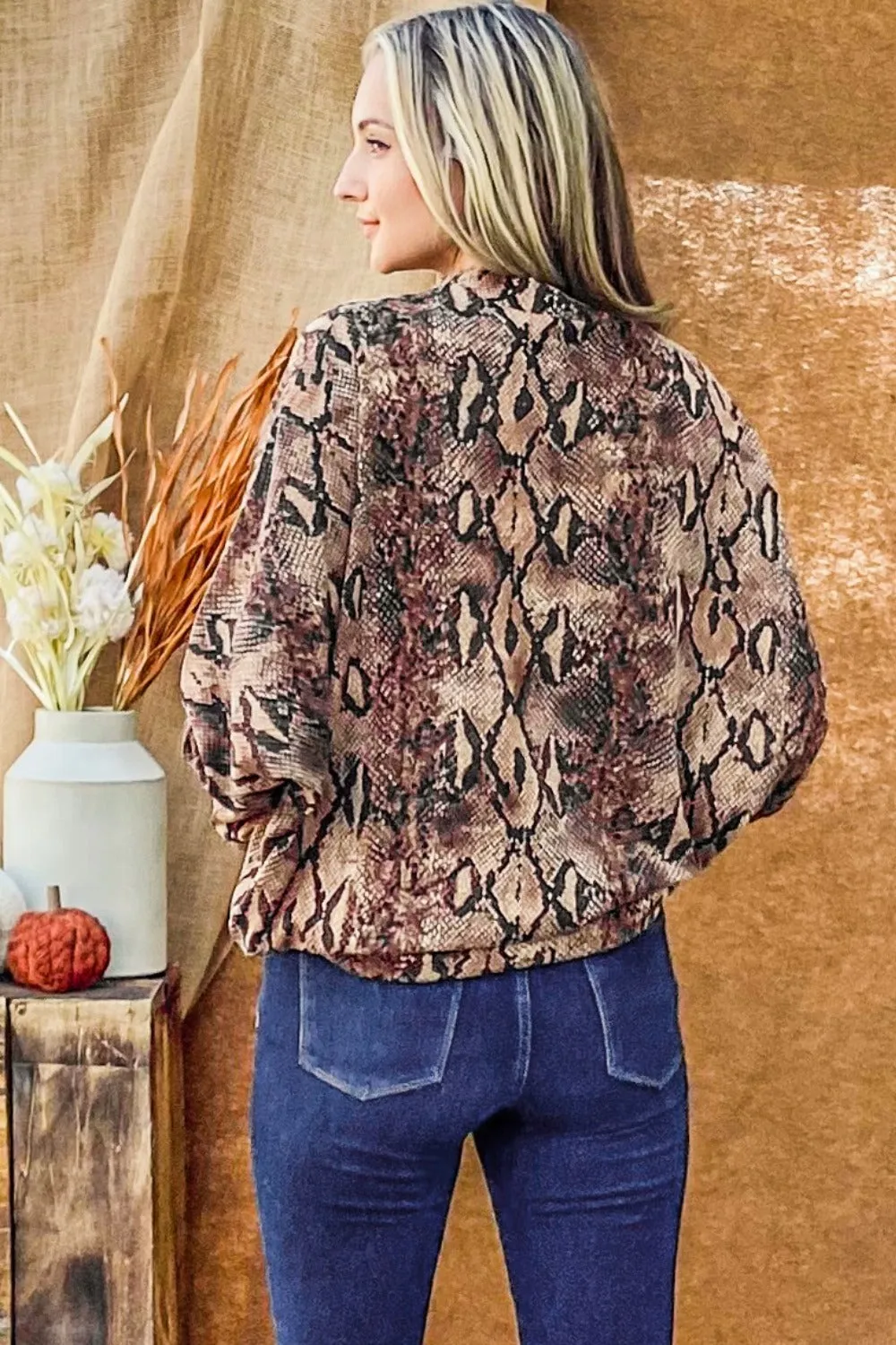 And The Why Choker Neck Dolman Sleeve Snake Print Top sold by Charming Charlie product image thumbnail 2