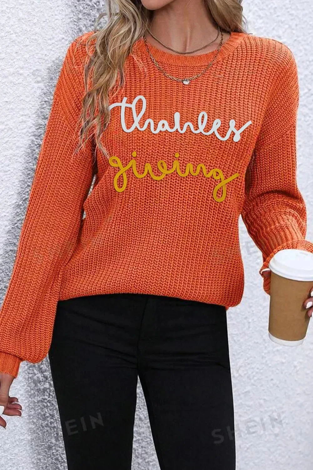THANKSGIVING Round Neck Long Sleeve Sweater sold by Charming Charlie product image thumbnail 2