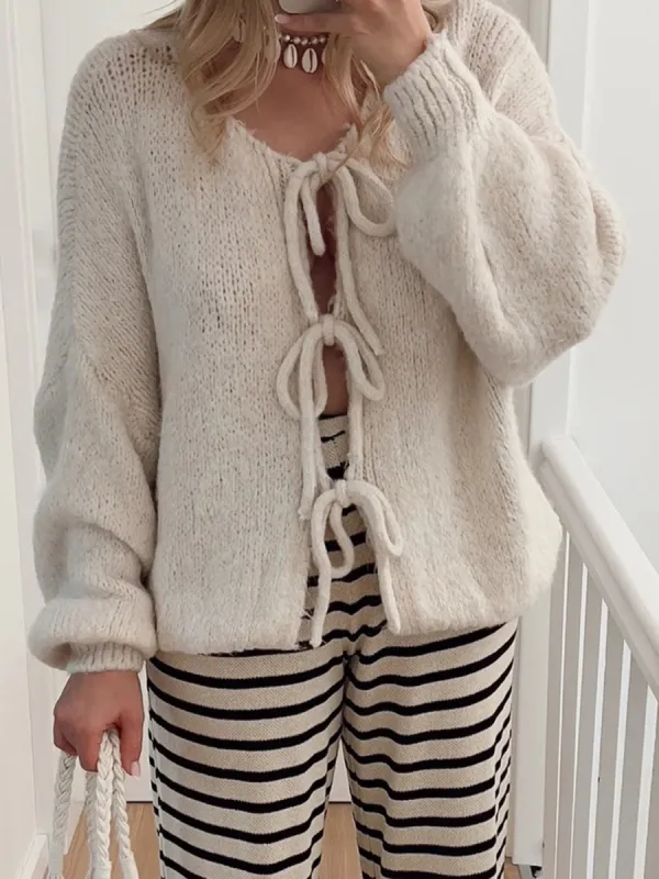 Tied Long Sleeve Dropped Shoulder Cardigan sold by Charming Charlie