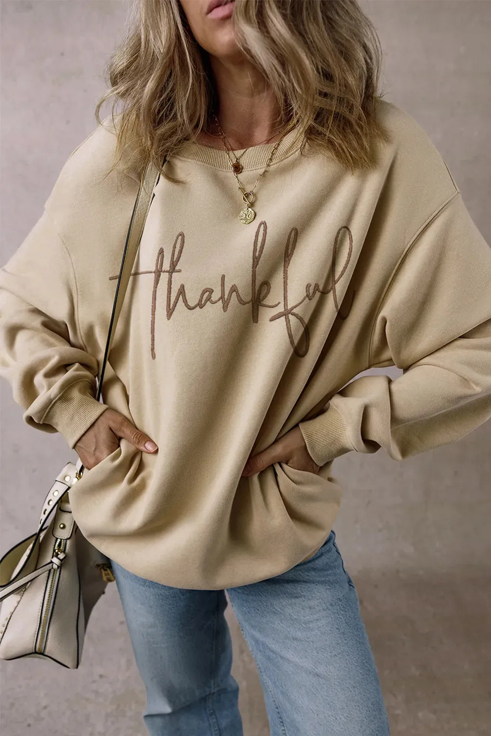 THANKFUL Round Neck Long Sleeve Sweatshirt sold by Charming Charlie product image thumbnail 2