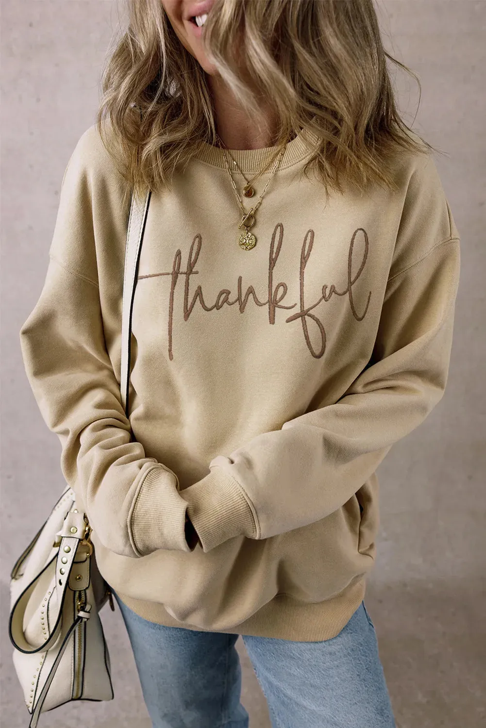 THANKFUL Round Neck Long Sleeve Sweatshirt sold by Charming Charlie product image thumbnail 3