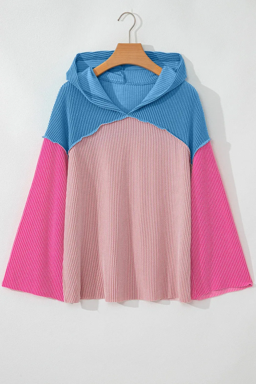 Textured Color Block Long Sleeve Hoodie sold by Charming Charlie product image thumbnail 3