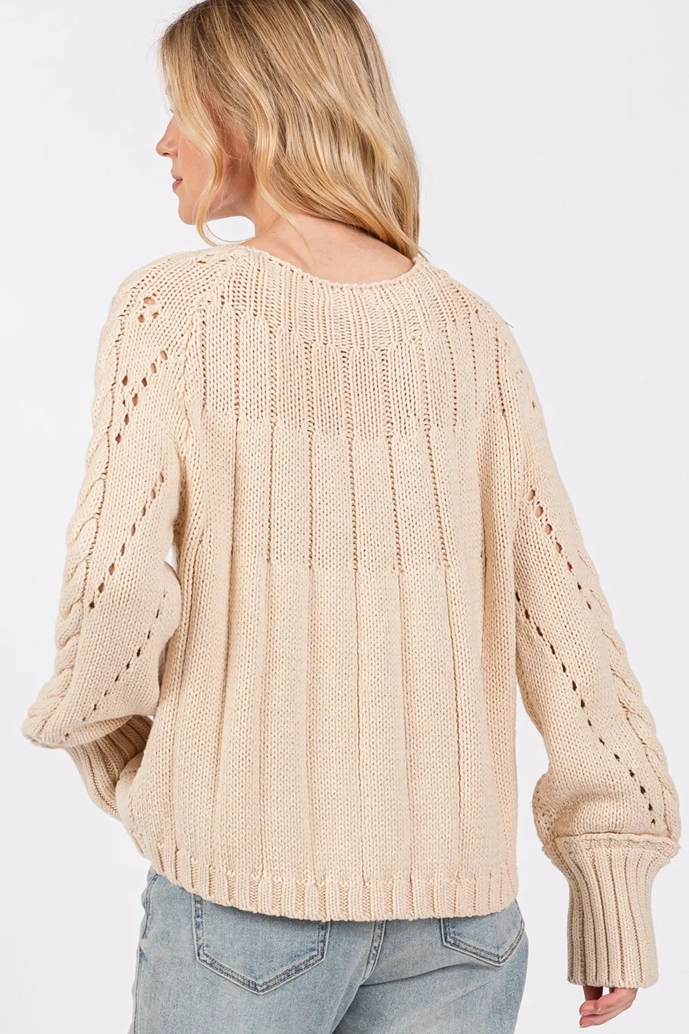 SAGE + FIG Cable-Knit Long Sleeve Sweater sold by Charming Charlie product image thumbnail 2