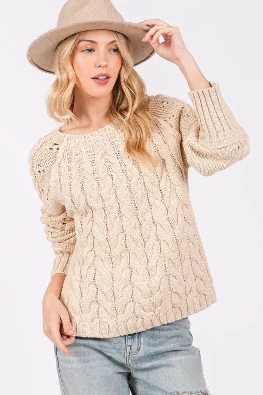 SAGE + FIG Cable-Knit Long Sleeve Sweater sold by Charming Charlie