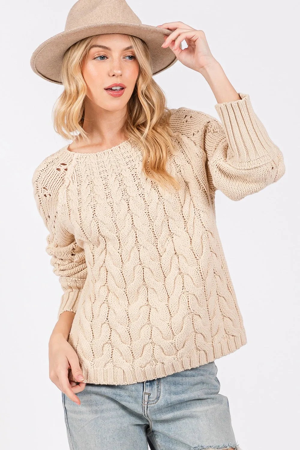 SAGE + FIG Cable-Knit Long Sleeve Sweater sold by Charming Charlie