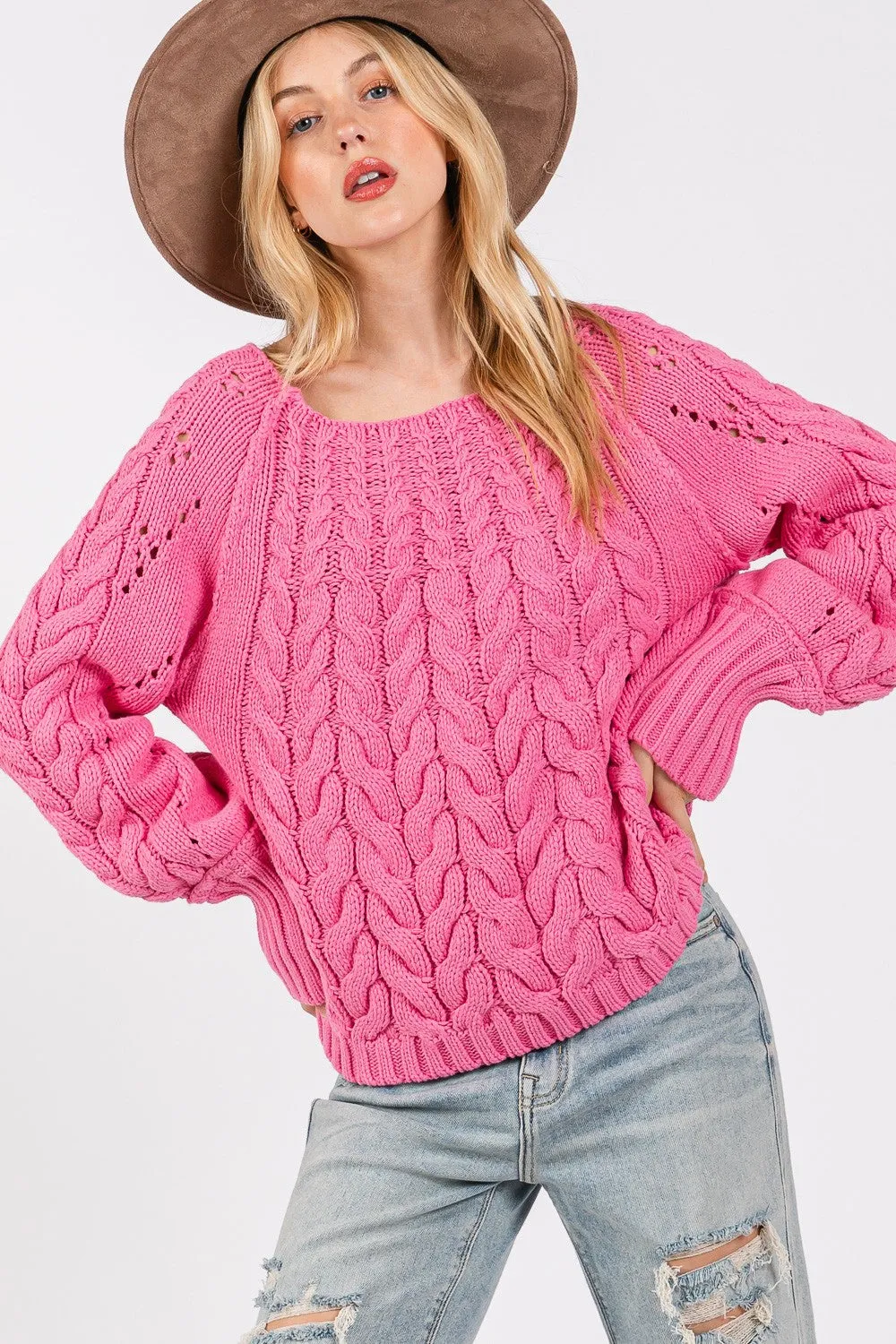 SAGE + FIG Cable-Knit Long Sleeve Sweater sold by Charming Charlie