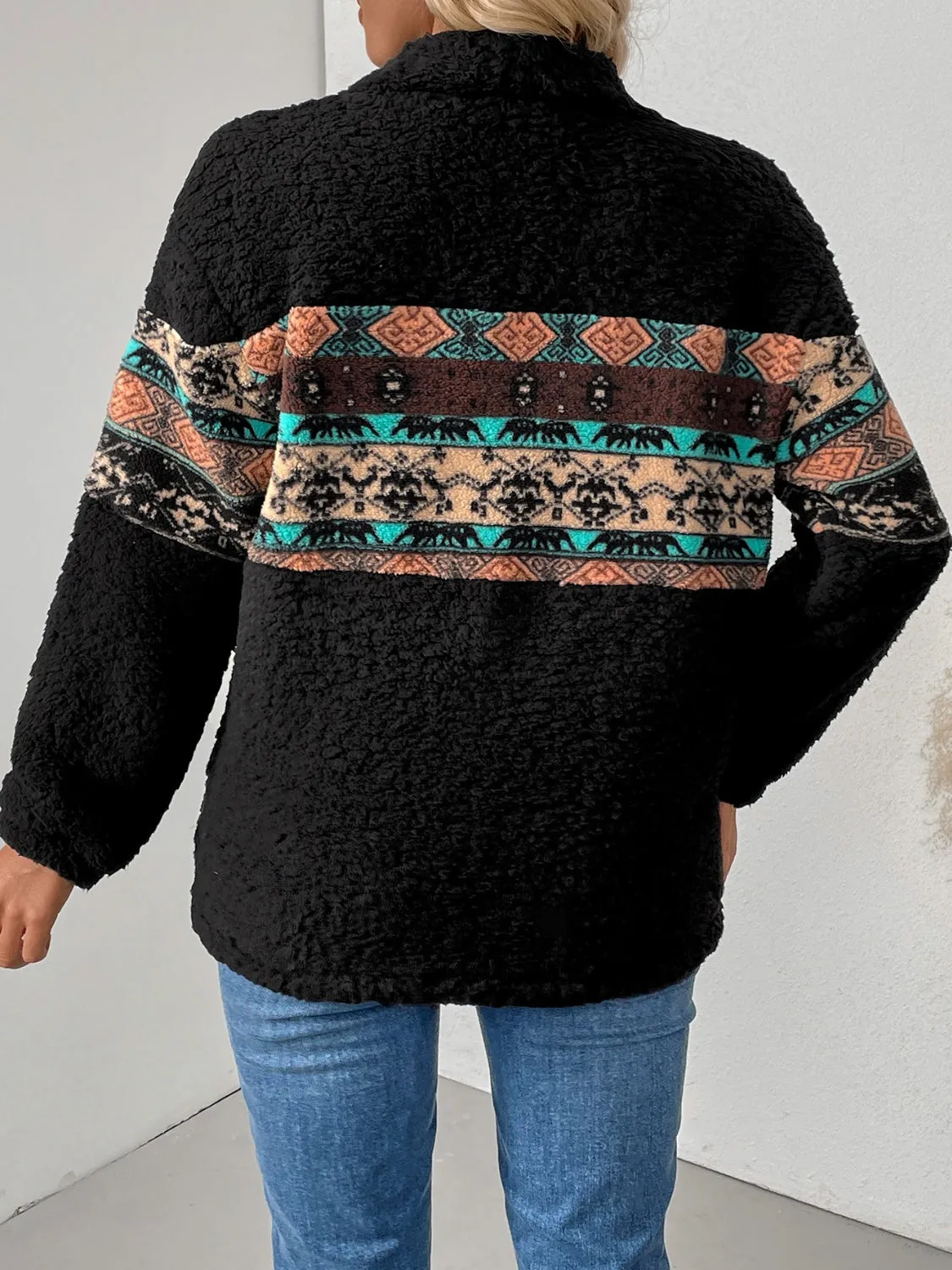 Quarter Zip Geometric Long Sleeve Sweatshirt sold by Charming Charlie product image thumbnail 2