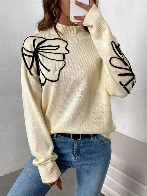 Perfee Mock Neck Dropped Shoulder Long Sleeve Sweater sold by Charming Charlie