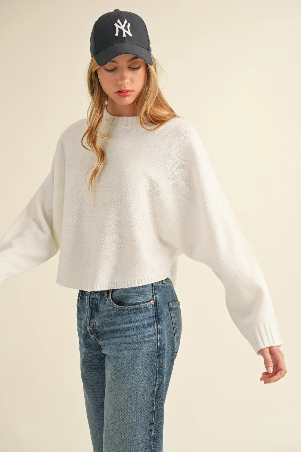 Mable Round Neck Dolman Sleeve Cropped Sweater sold by Charming Charlie product image thumbnail 4