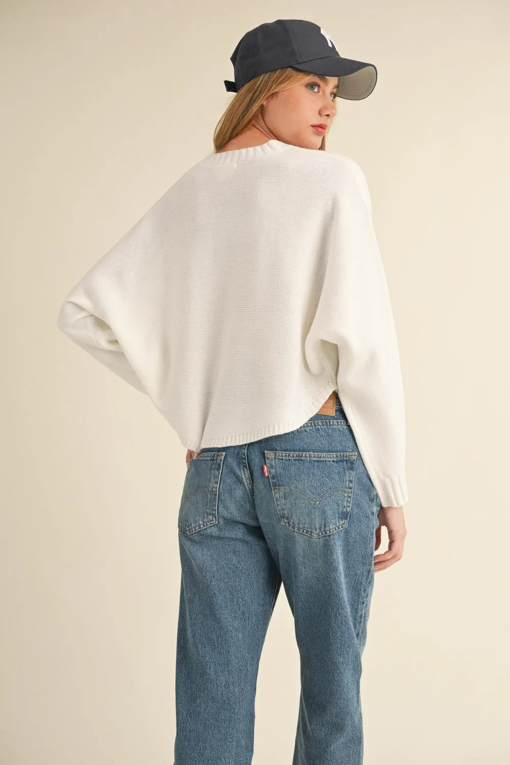 Mable Round Neck Dolman Sleeve Cropped Sweater sold by Charming Charlie product image thumbnail 2