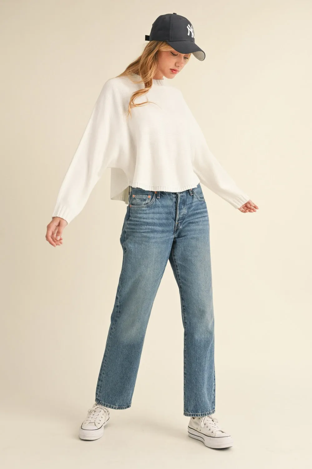 Mable Round Neck Dolman Sleeve Cropped Sweater sold by Charming Charlie product image thumbnail 5