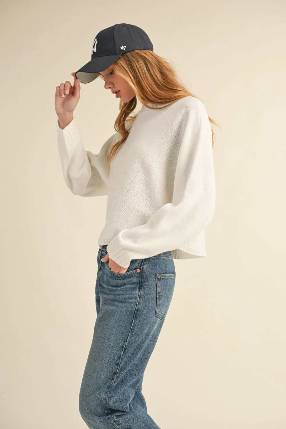 Mable Round Neck Dolman Sleeve Cropped Sweater sold by Charming Charlie product image thumbnail 3