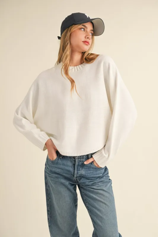 Mable Round Neck Dolman Sleeve Cropped Sweater sold by Charming Charlie