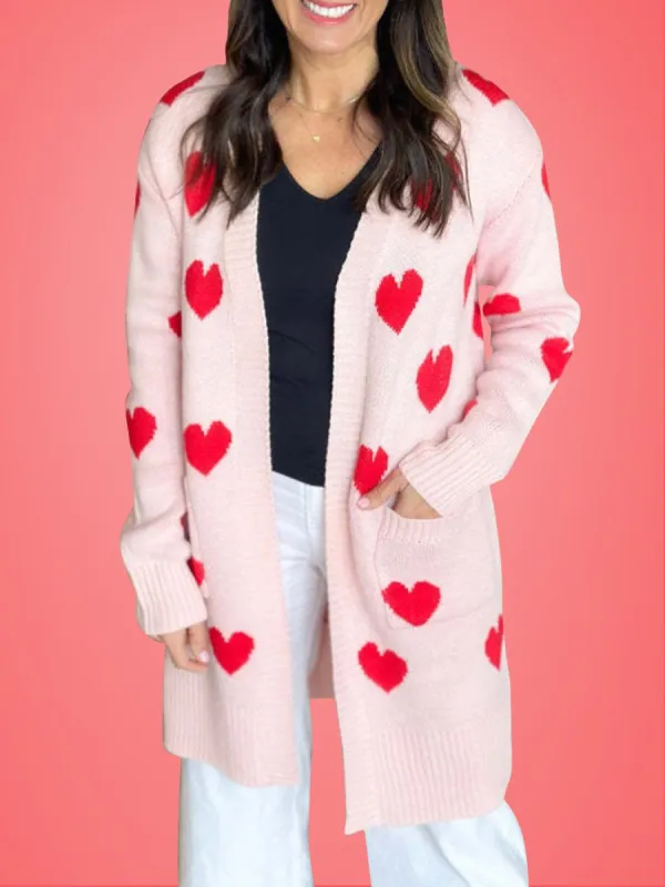 Heart Open Front Long Sleeve Cardigan sold by Charming Charlie