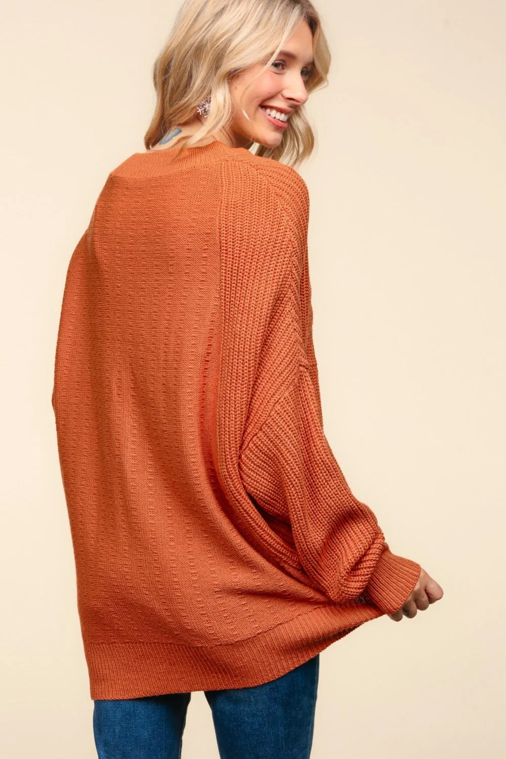 Haptics Full Size Side Slit Texture Asymmetric Sweater sold by Charming Charlie product image thumbnail 2