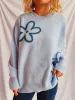 Flower Round Neck Long Sleeve Sweater sold by Charming Charlie