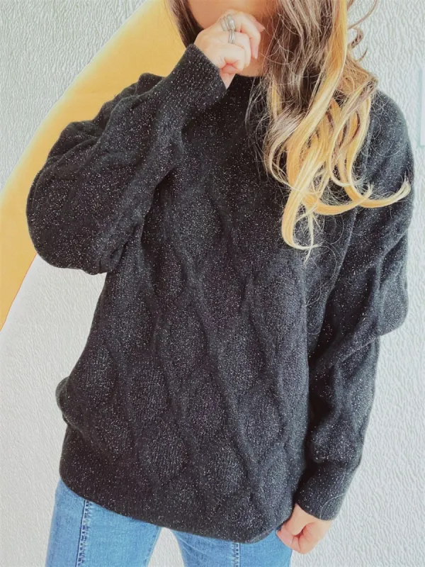 Diamond Round Neck Long Sleeve Sweater sold by Charming Charlie