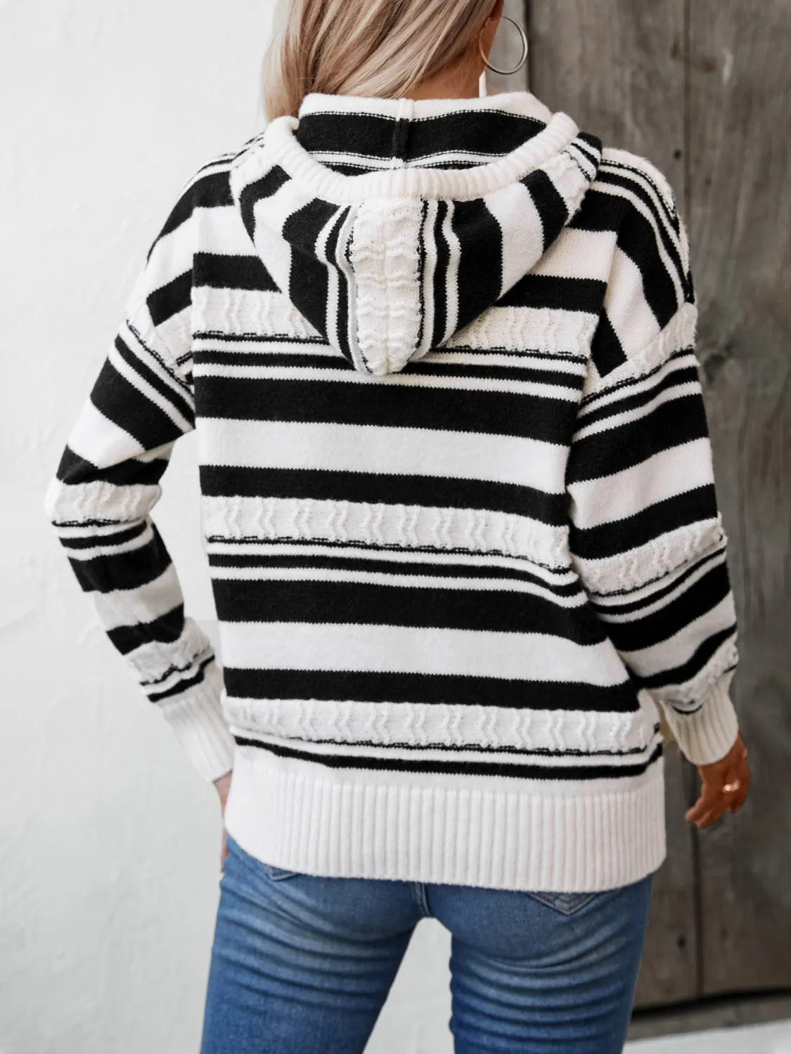 Drawstring Striped Long Sleeve Hooded Sweater sold by Charming Charlie product image thumbnail 2