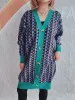 Contrast Trim Geometric Button Down Cardigan sold by Charming Charlie