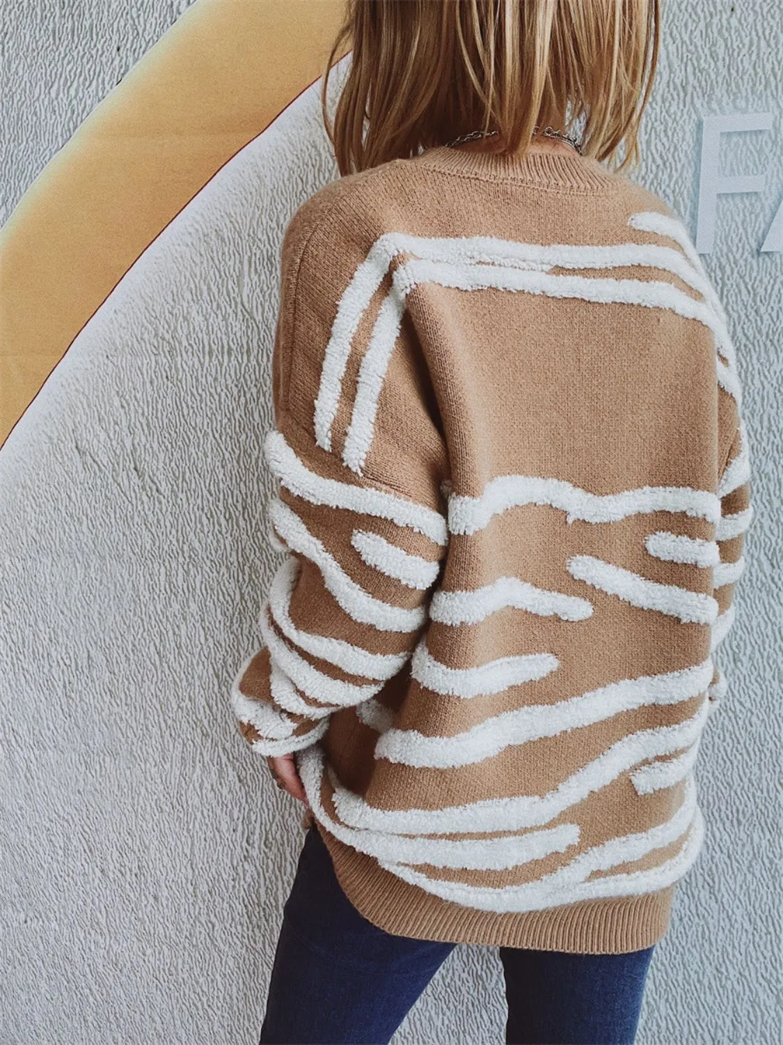 Contrast Round Neck Long Sleeve Sweater sold by Charming Charlie product image thumbnail 2