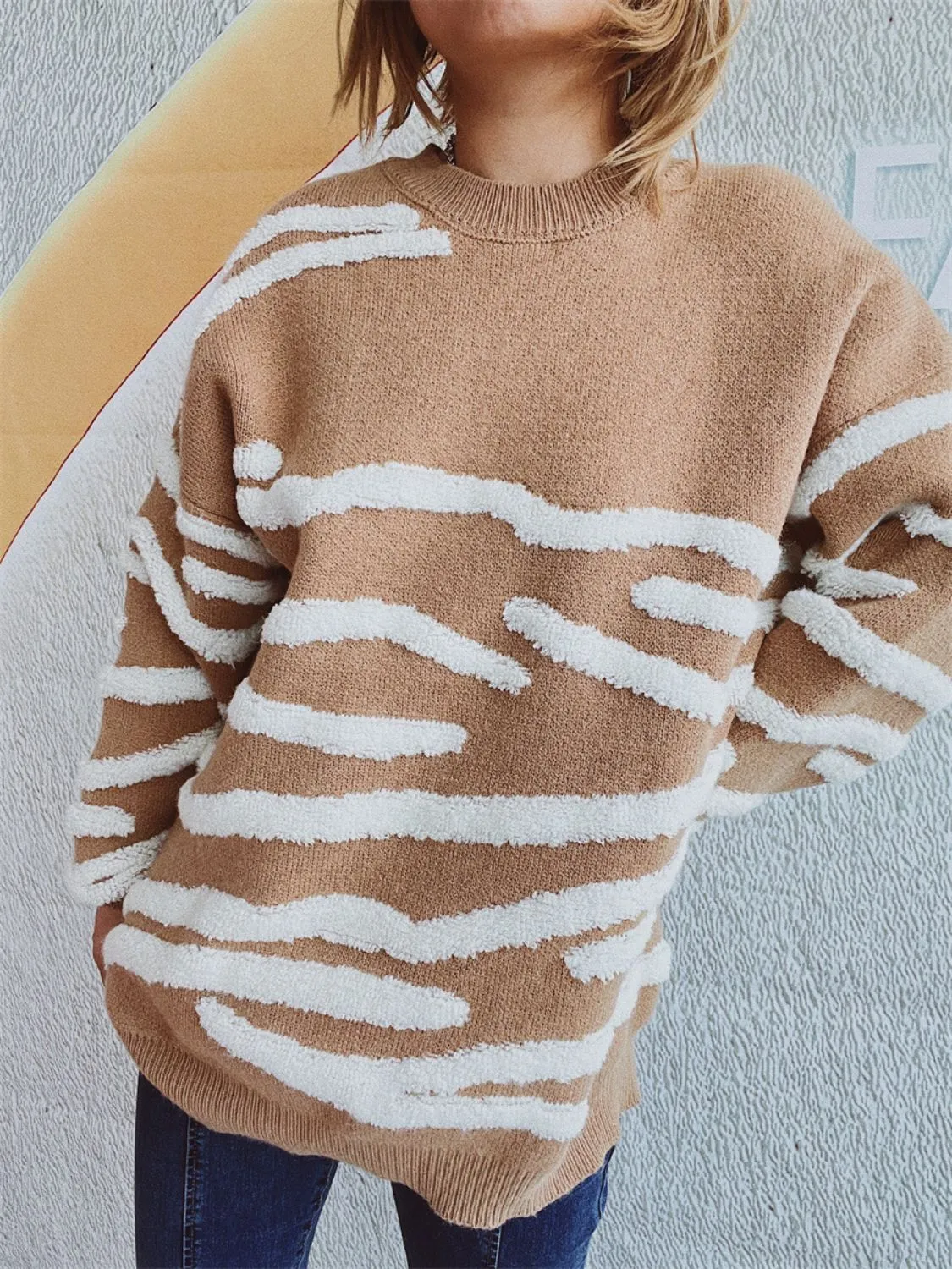 Contrast Round Neck Long Sleeve Sweater sold by Charming Charlie product image thumbnail 3
