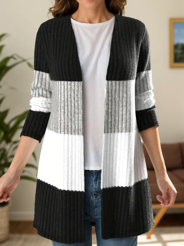Color Block Open Front Long Sleeve Cardigan sold by Charming Charlie