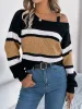 Color Block Asymmetrical Neck Long Sleeve Sweater sold by Charming Charlie