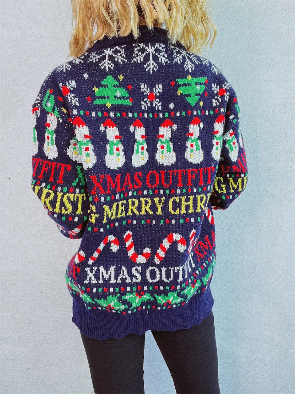 Christmas Pattern Round Neck Long Sleeve Sweater sold by Charming Charlie product image thumbnail 2